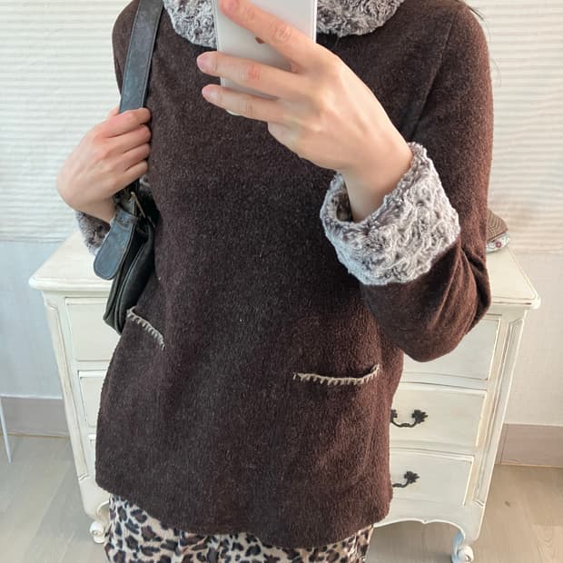 jpn vintage 브라운 보헤미안 니트 y2k 스트릿 갸루 펑키