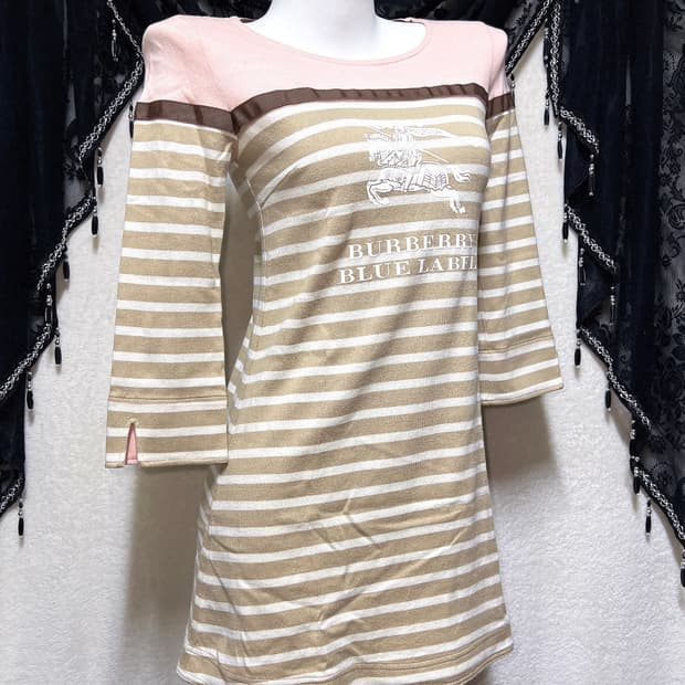 버버리 블루라벨 딸초 스트라이프 원피스 라떼갸루 로맨틱 로걀 너드 핀터