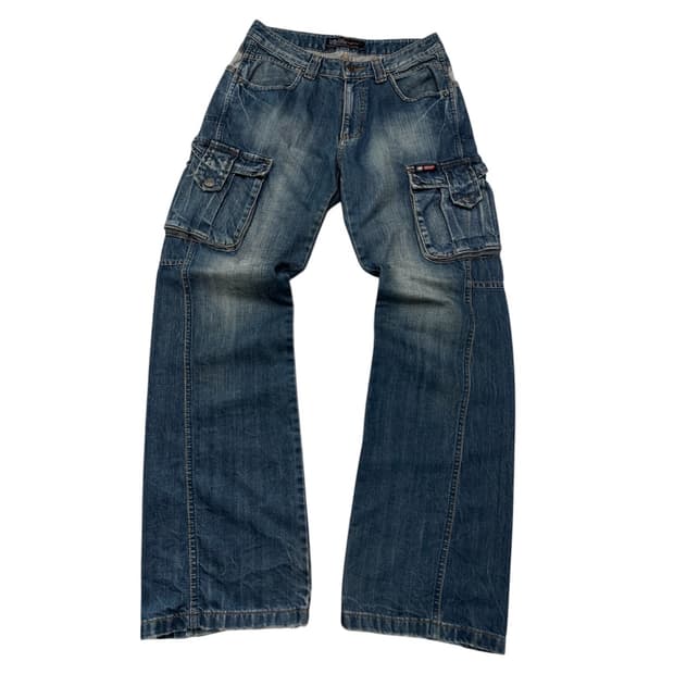 FUBU 워시드 데님 카고팬츠