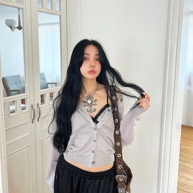 더미스테리어스호텔 시스루 가디건