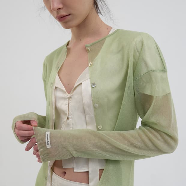 SHEER GLOSSY CARDIGAN_JELLY MINT