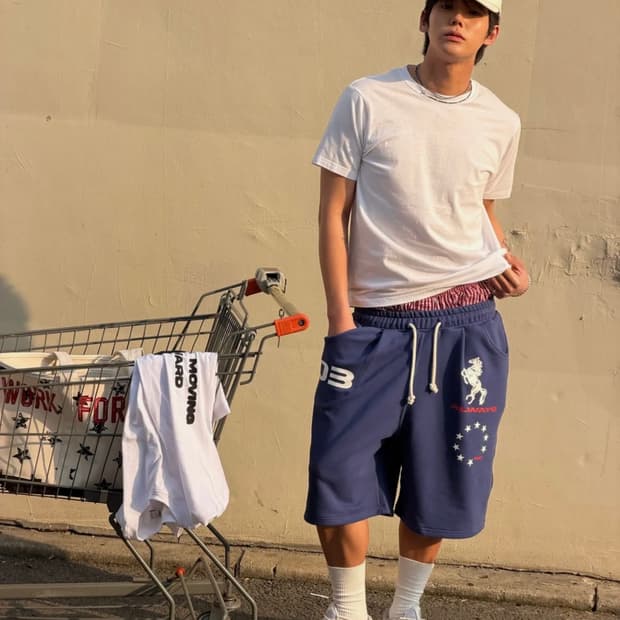 아모우 버뮤다 팬츠 블루 Bermuda Pants Blue