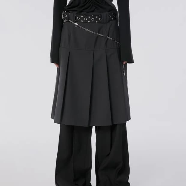플레어업 플리츠 미디스커트 Pleats Midi Skirt 차콜
