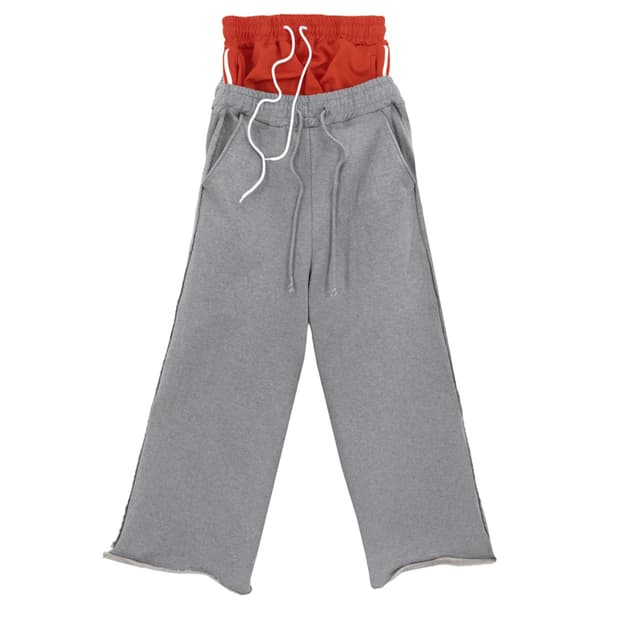 Sagging Double Sweatpants - Red/Grey