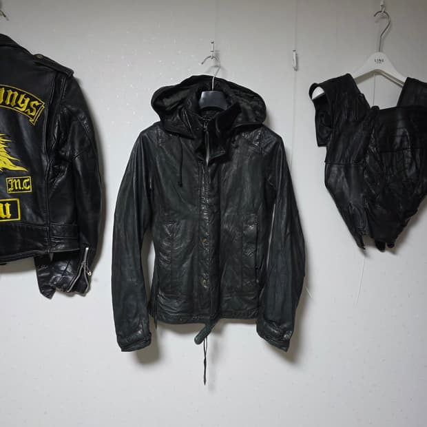 Christian peau hooded leather jacket