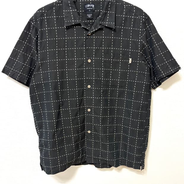 00s 스투시 Authentic 실 스티치 패턴 반팔 셔츠 L.