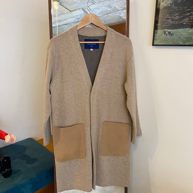 커스텀멜로우 베이지 니트 롱가디건