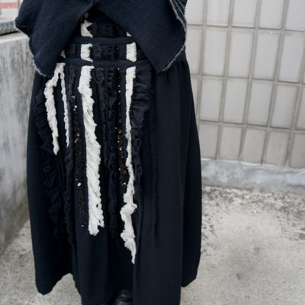 꼼데가르송 트리콧 비즈 스커트