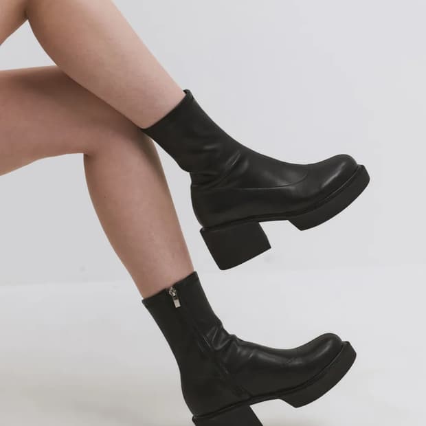 라운드 토 가보시 스판 앵클부츠  (6.5cm/1color)