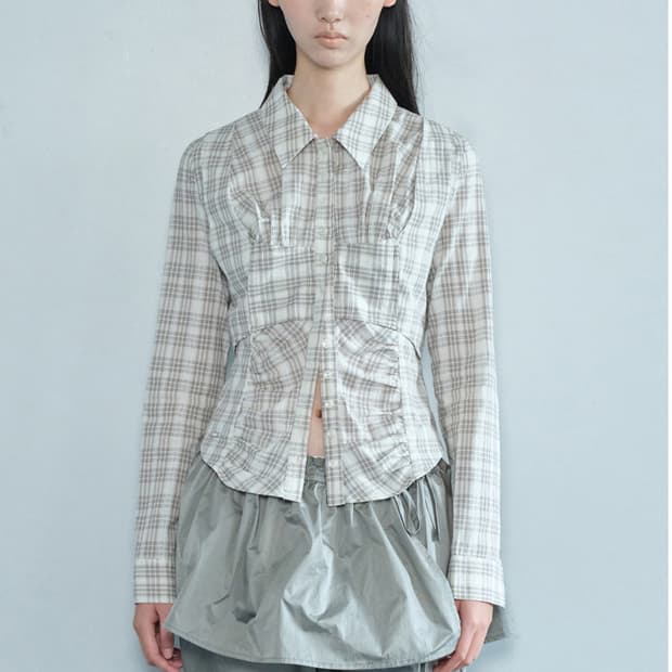 세릭 check bustier shirt beige