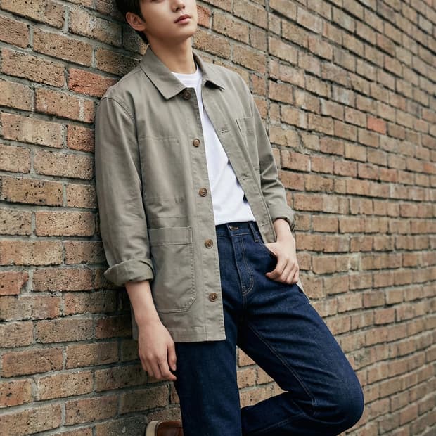 T.I FOR MEN 코튼 셔츠 카키_호칭48(100)