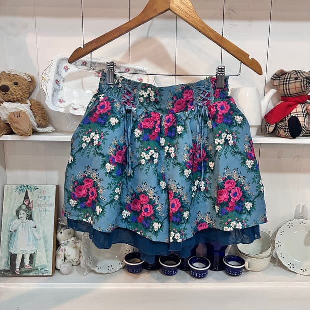 axes femme(엑시즈 팜) 블루 로즈 플라워 큐롯 스커트