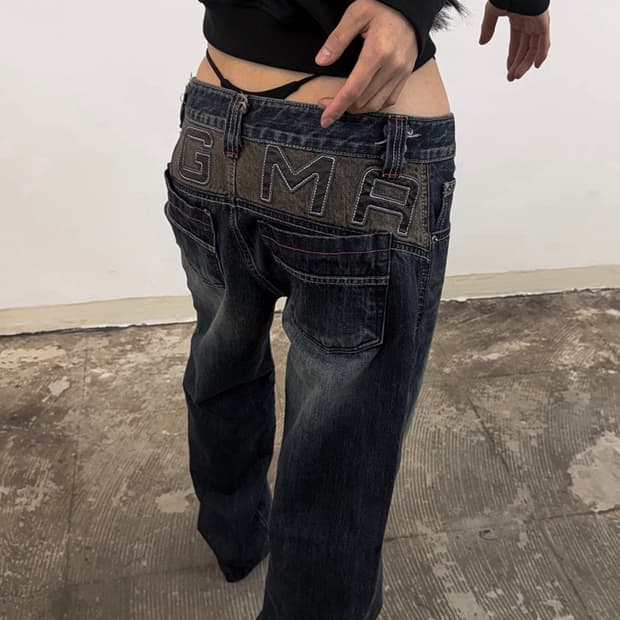 DGMA PATCHED SEMI BAGGY DENIM PANTS