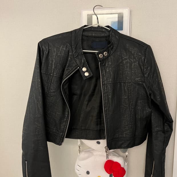 크롭 레더 자켓