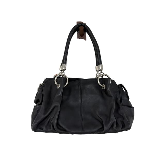 빈티지 레더 블랙 셔링 숄더백