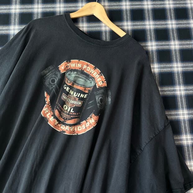 할리데이비슨 오일 프린팅 빅사이즈 반팔 티셔츠 블랙 6XL