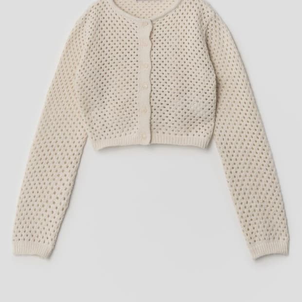 에잇세컨즈 | 아이보리 펀칭 카디건 크롭 가디건 M