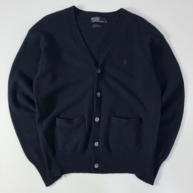Polo 폴로 랄프로렌 램스울 네이비 버건디 포니 업버튼 가디건