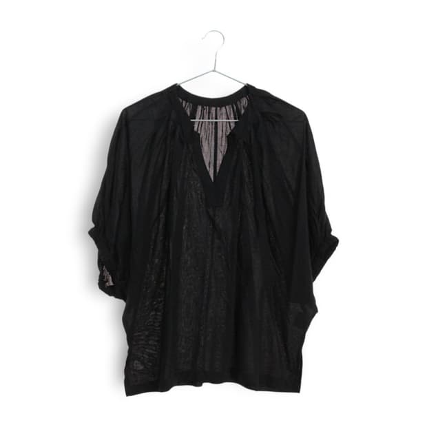 루즈핏 빈티지 마 함유 블라우스 