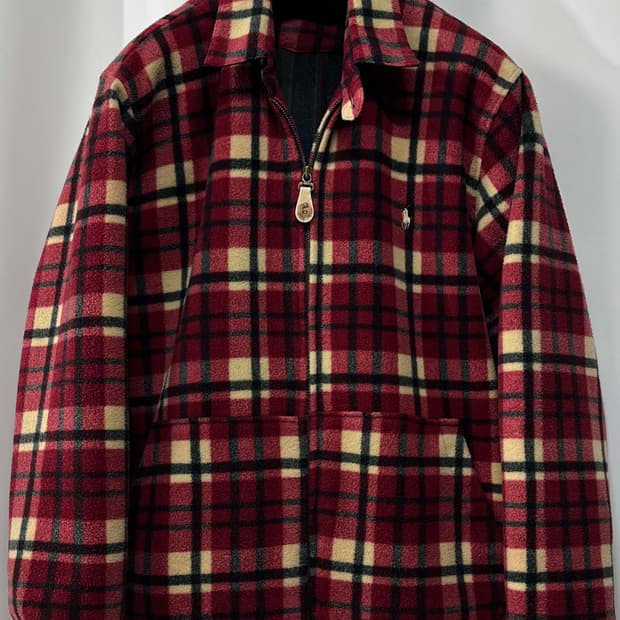 90's 폴로 랄프로렌 타탄 블랙와치 플리스 스윙탑 자켓