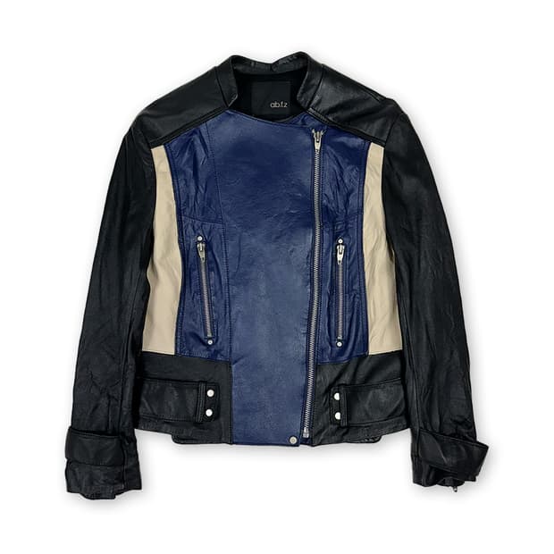 양가죽 배색 라이더 자켓