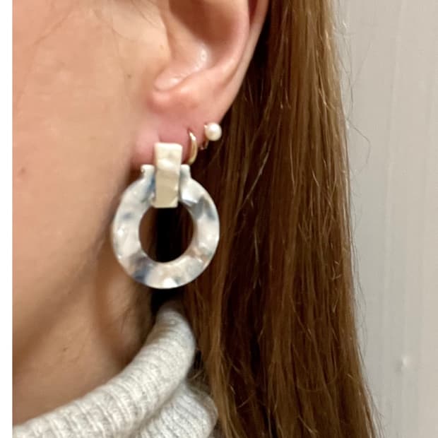 Ivory Marble Statement Earrings