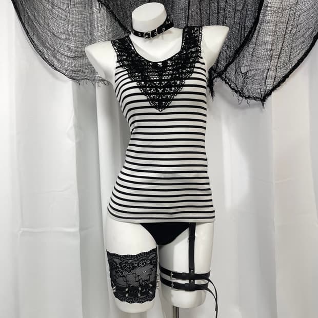 lace stripe sleeveless