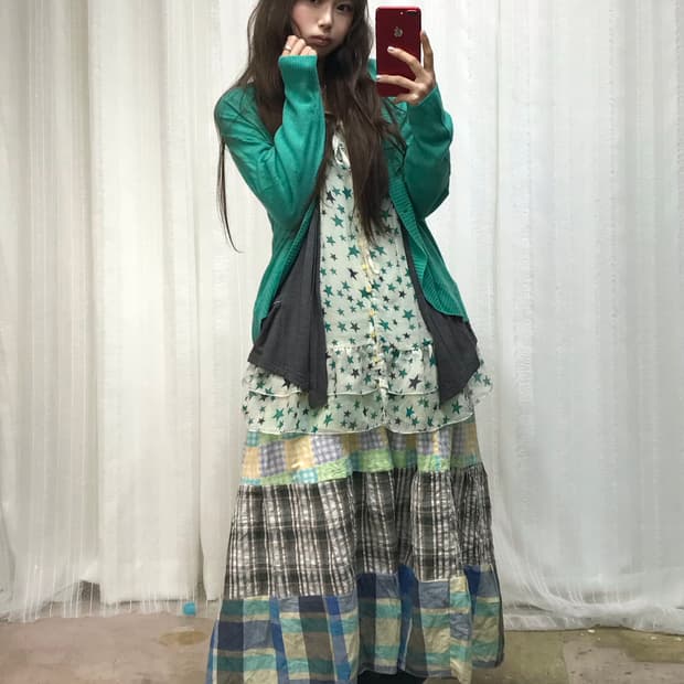 별 패턴 너드 모리 러힙 패치워크 코디세트