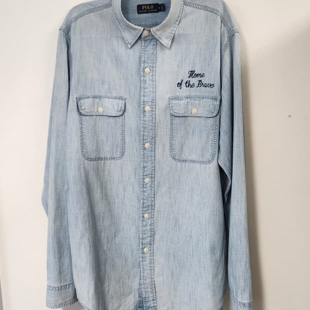 폴로랄프로렌 독수리 성조기 자수 데님 셔츠긴팔 M (95-100)