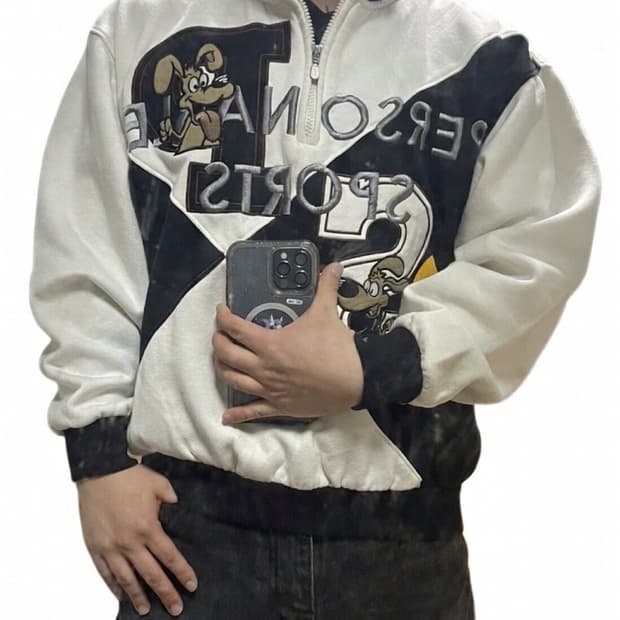 Personable sports 빈티지 자수 하프집업
