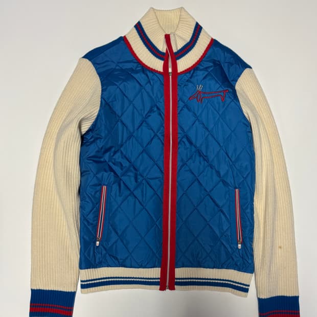 여성 루이까스텔 퀄팅 암패치 귀여운 니트 집업 S