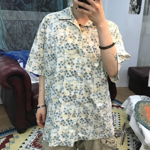 TOMSHORT 빈티지 하와이안 포켓 반팔 셔츠 (Z1148)