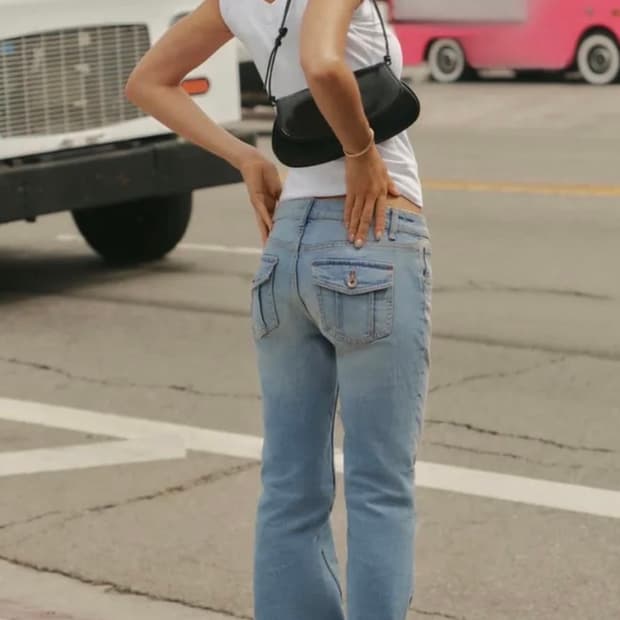 자라 로우라이즈 trf 부츠컷 포켓 팬츠 연청 zara
