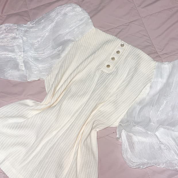 일본 빈티지 오프숄더 로걀탑 레이스 퍼프 히메갸루