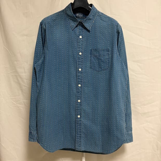 폴로 랄프로렌 네이티브 아메리칸 스트라이프 셔츠 / 블루, L