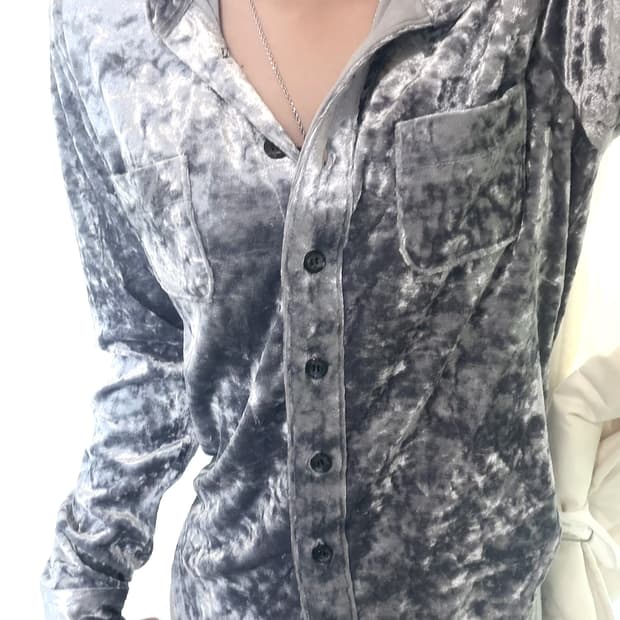 빈티지 실버 벨벳 셔츠