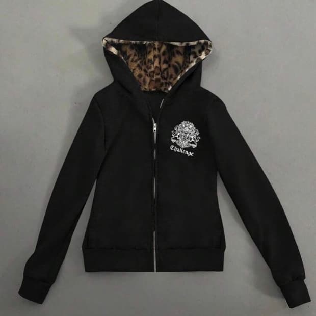 쉬인 호피 후드집업