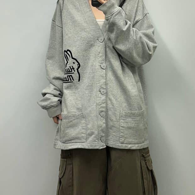 휴먼 메이드 그레이 스웨트 가디건