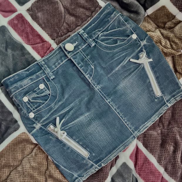 y2k 키치 리본지퍼 포인트 미니스커트