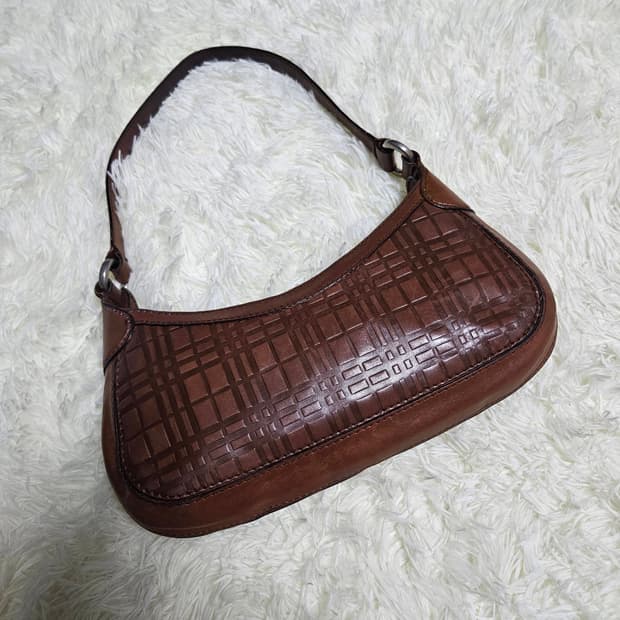 버버리(Burberry) 빈티지 브라운 레더 체크 호보백