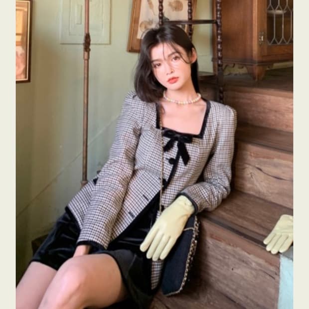 서쿠키 로리앙 체크 자켓 m