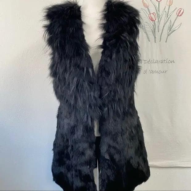 지오송지오 라쿤+토끼 퍼 조끼 베스트 55~66