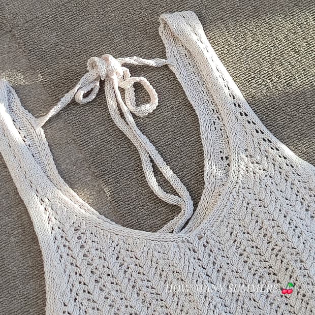 아이보리 여름 니트 슬리브리스 탑 