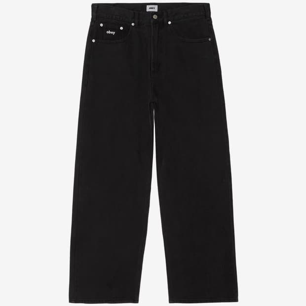 오베이 빅윅 배기 데님 흑청 32