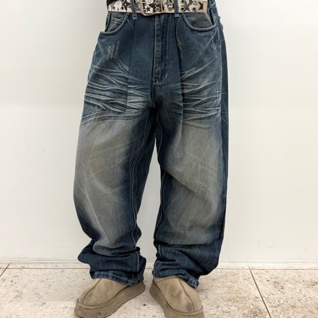 90s'빈티지 자수 힙합팬츠