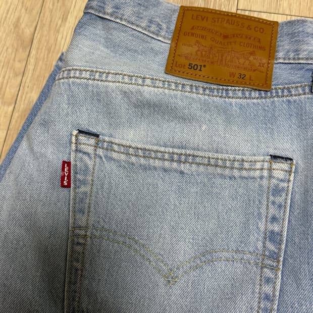 리바이스 501 연청 데님 반바지 W32