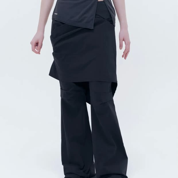 미세키서울 Draped chiton midi skirt pants SET