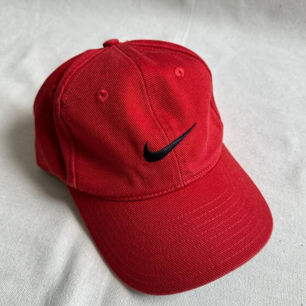 90s 나이키 딥레드 블랙 스우시 빈티지 볼캡