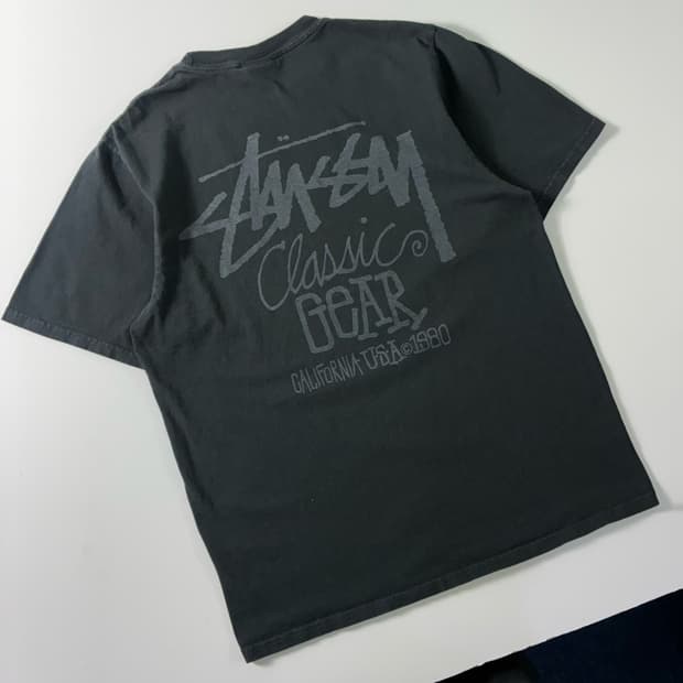 Stussy 스투시 피그먼트 다이드 클래식 기어 블랙 반팔티