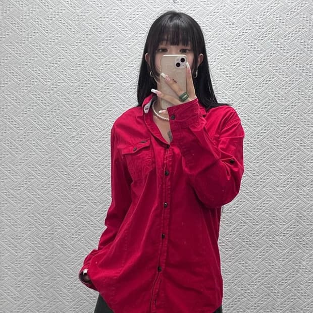 디젤 빈티지 올드스쿨 레트로 비비드레드 셔츠 XL C13840